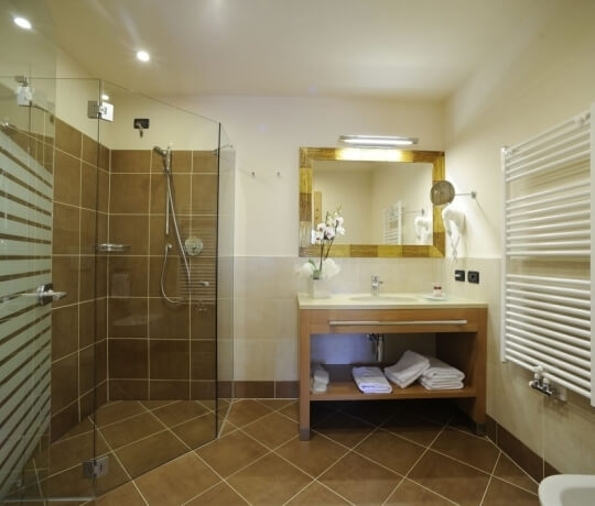 Bagno con doccia a vista
