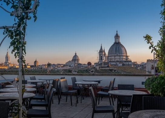 tramonto visto da una terrazza di roma