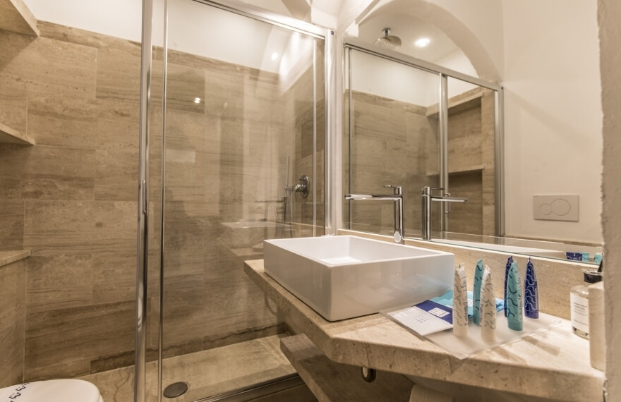 bathroom in the classic room club hotel 