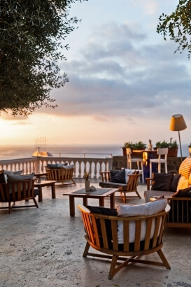 restaurant terrace during sunset