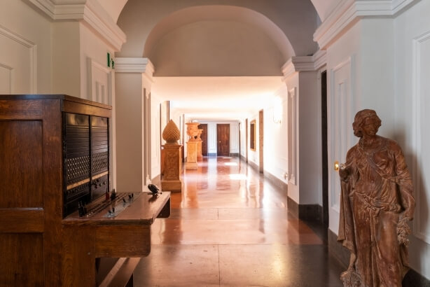 corridor with statues