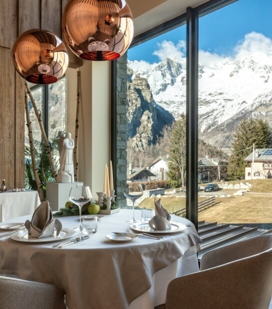 Spectacular view of the Alps from the Restaurant