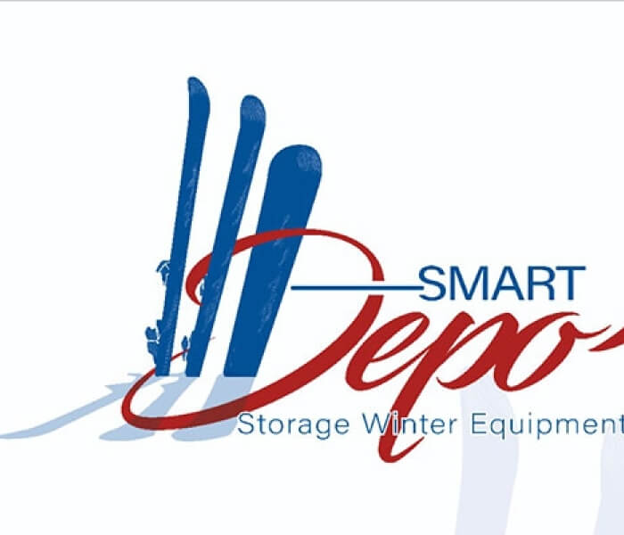 Logo featuring "SMART Depo" and "Storage Winter Equipment" with blue skis silhouette and red cursive font on a white background.