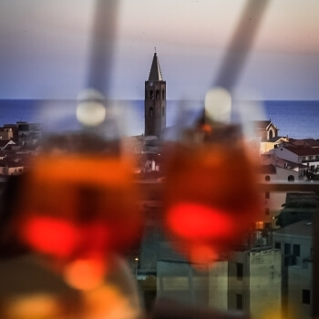 Aperitif with the bell tower in the background