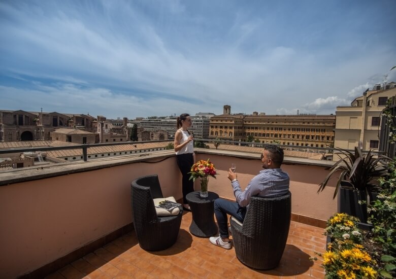 balcony with two people 