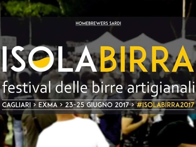 Poster per l'evento "ISOLABIRRA" con descrizione, date e sfondo sfocato di persone all'aperto.