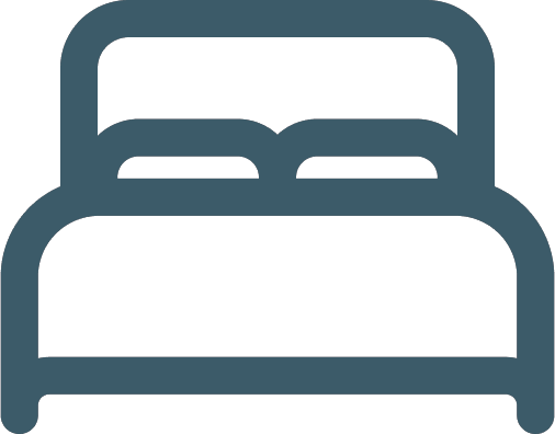 Icona stilizzata di un letto matrimoniale su sfondo nero.