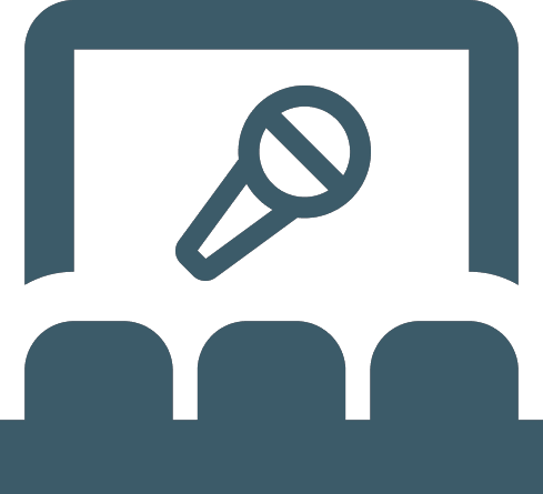 Mikrofon-Symbol mit durchgestrichener Linie auf dunklem Hintergrund.