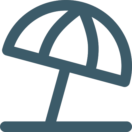 Grafica di un ombrellone da spiaggia in blu tenue.