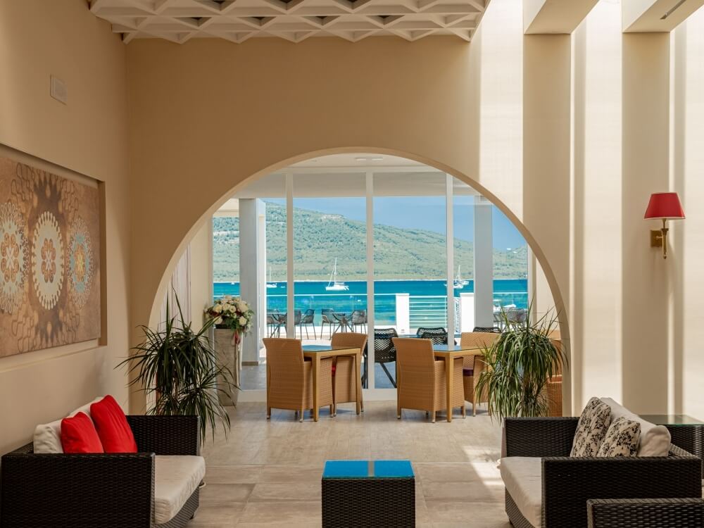 bar room with sea view window