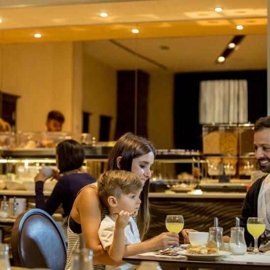 family having breakfast