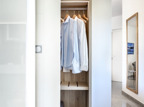 wardrobe with shirts 