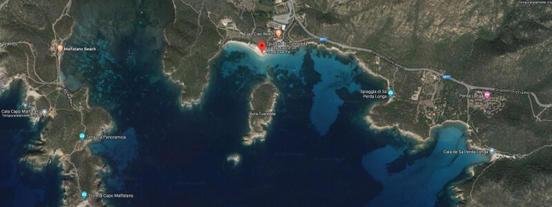 Mappa Spiaggia Tuerredda in Sardegna