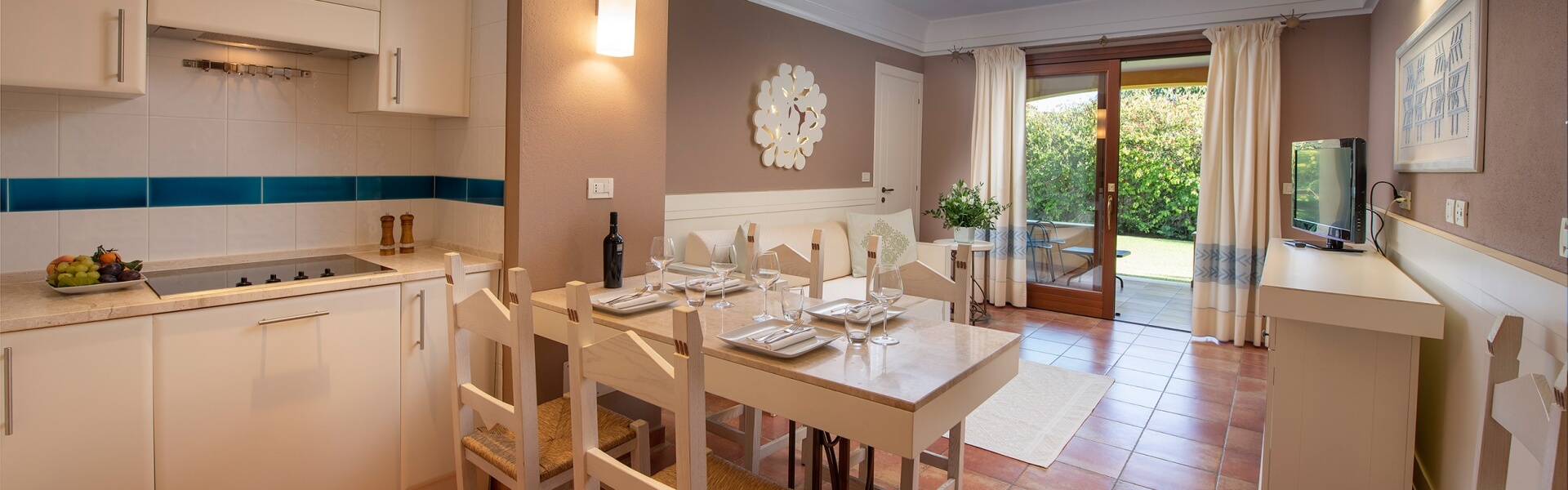 sala living e cucina del bilocale