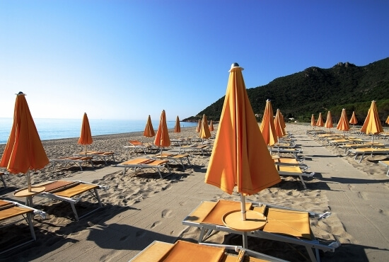 Beach umbrellas and Sun loungers