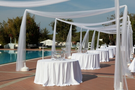 Poolside wedding reception