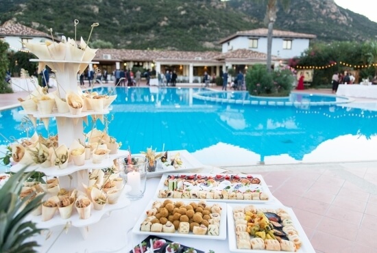 Mixed appetizers by the pool