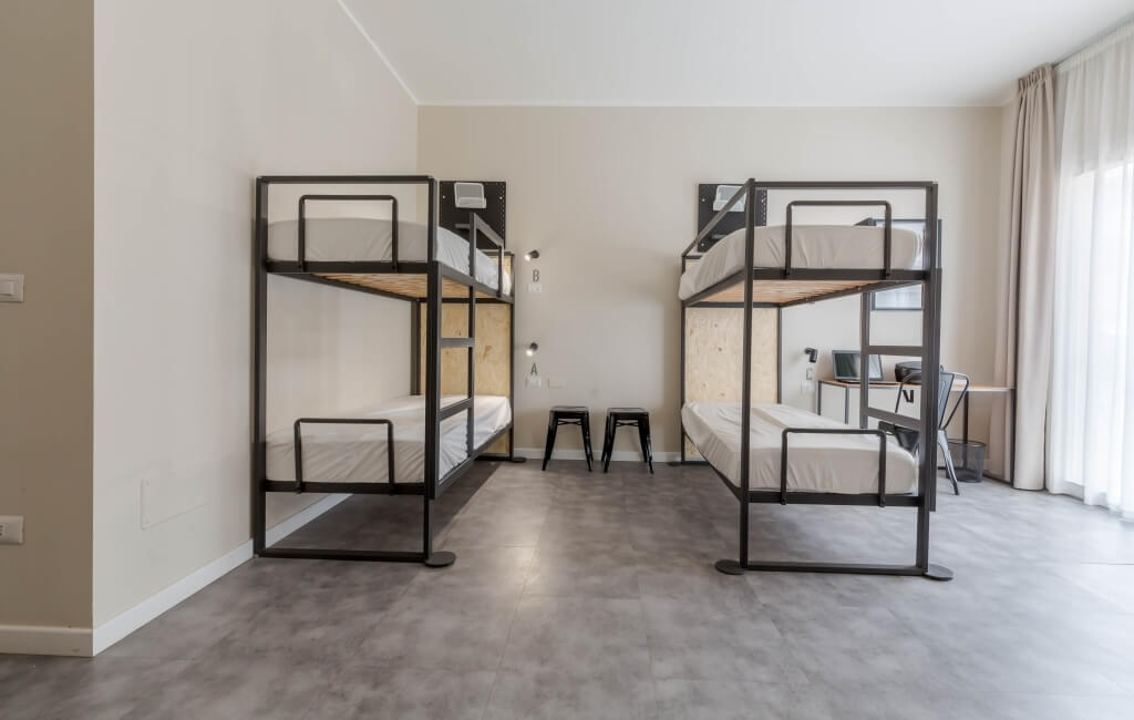 dormitory with bunk beds