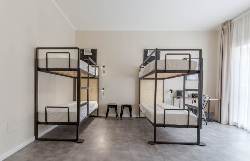 dormitory with bunk beds
