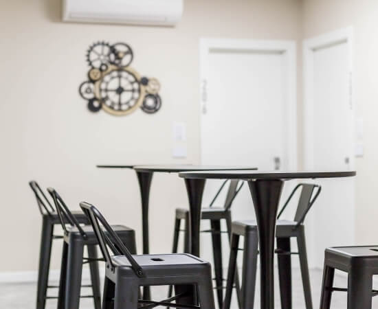 area with raised tables