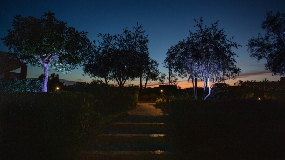 Villa Nea - Vista giardino notturna