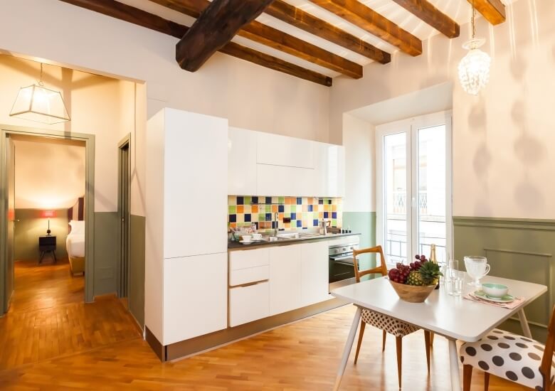 living room and kitchen in the superior flat