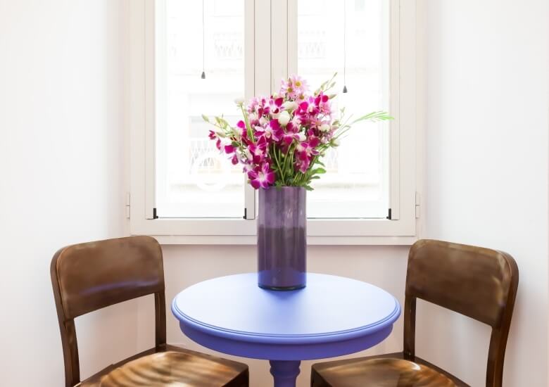 coffee table in the living room of the executive flat 