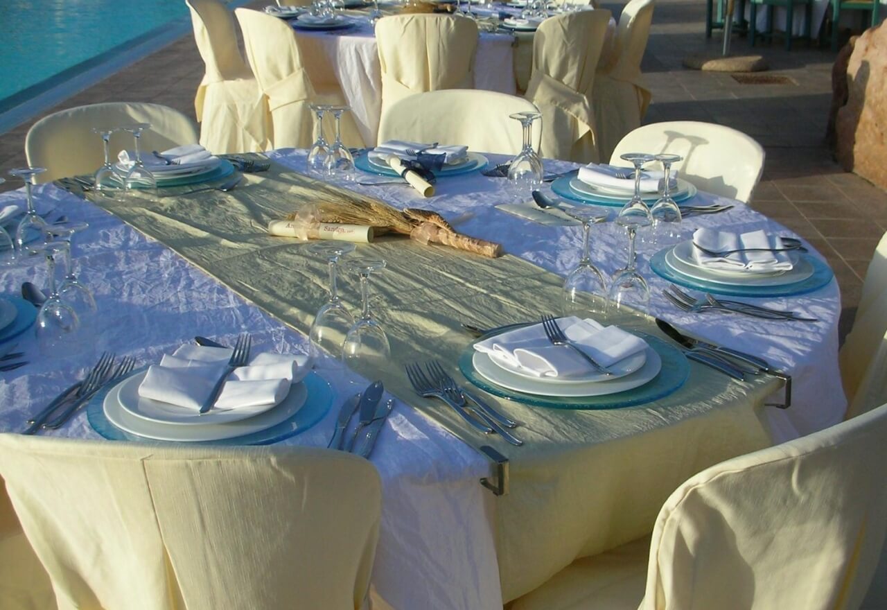 Tables set for a bridal lunch